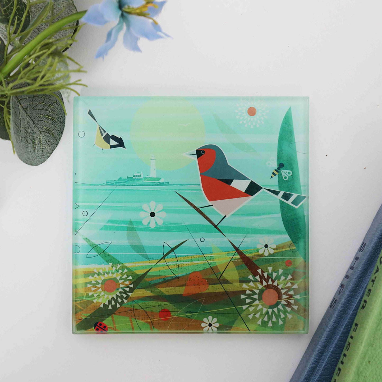 Spring at St Mary’s Lighthouse Glass Coaster - For The Love Of The North