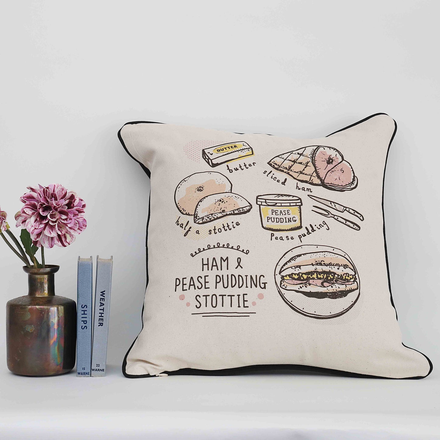 Ham and Pease Pudding Stottie Eco Cushion - For The Love Of The North