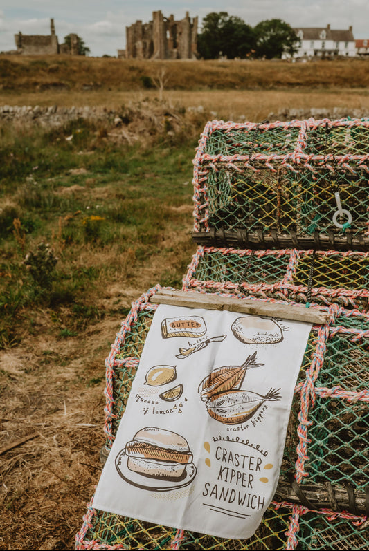 Craster Kipper Sandwich Tea Towel: 100% Organic Cotton