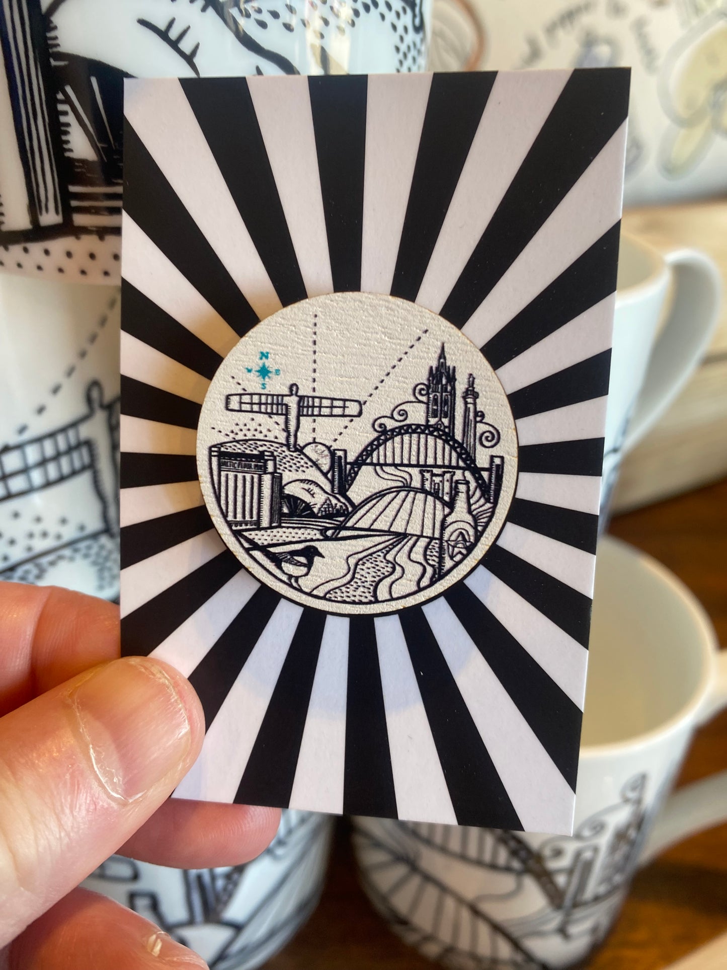 Celebrating Newcastle Wooden Pin Badge
