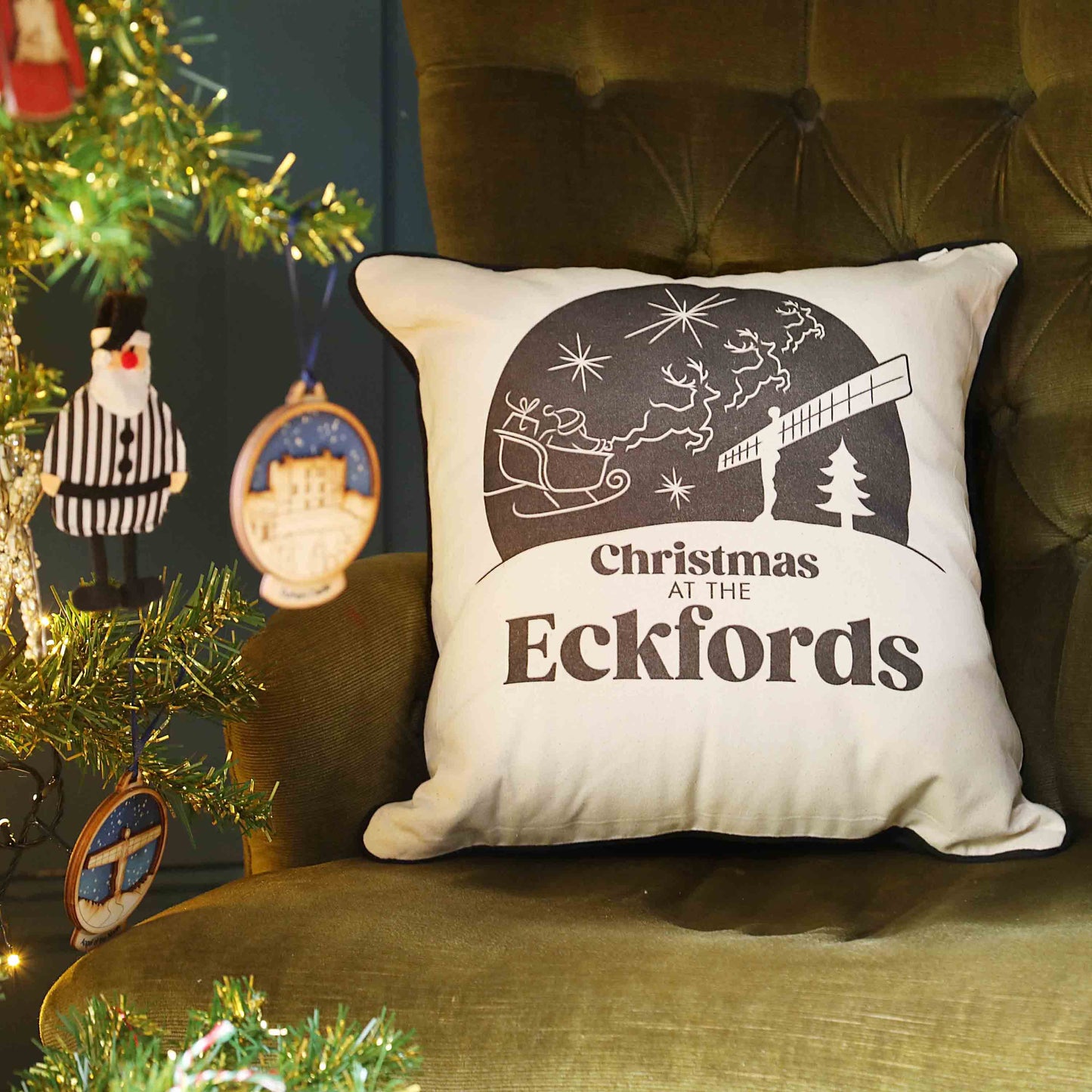 Personalised Angel of the North Eco Christmas Cushion - For The Love Of The North