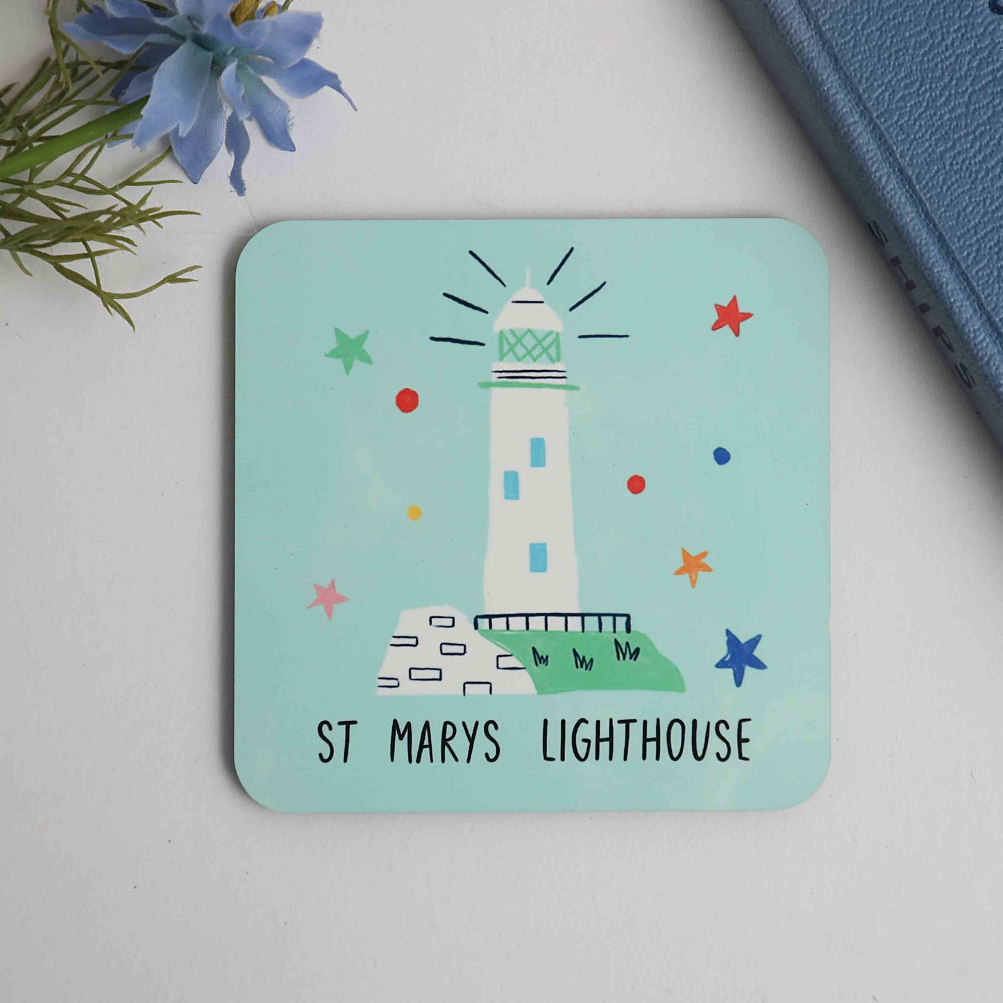 Colourful St Mary’s Lighthouse Coaster - For The Love Of The North