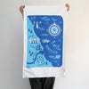 Mouth of the Tyne, South Shields to Whitley Bay Organic Tea Towel