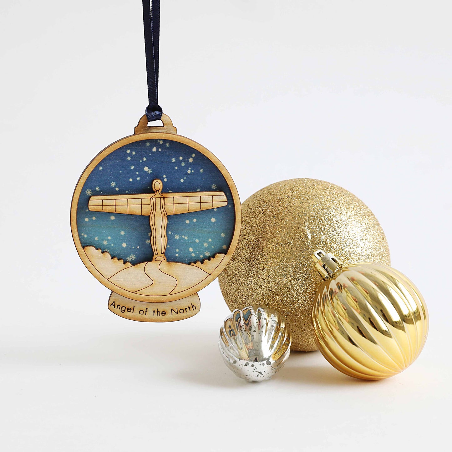 Angel of the North Wooden Snow Globe Decoration - For The Love Of The North