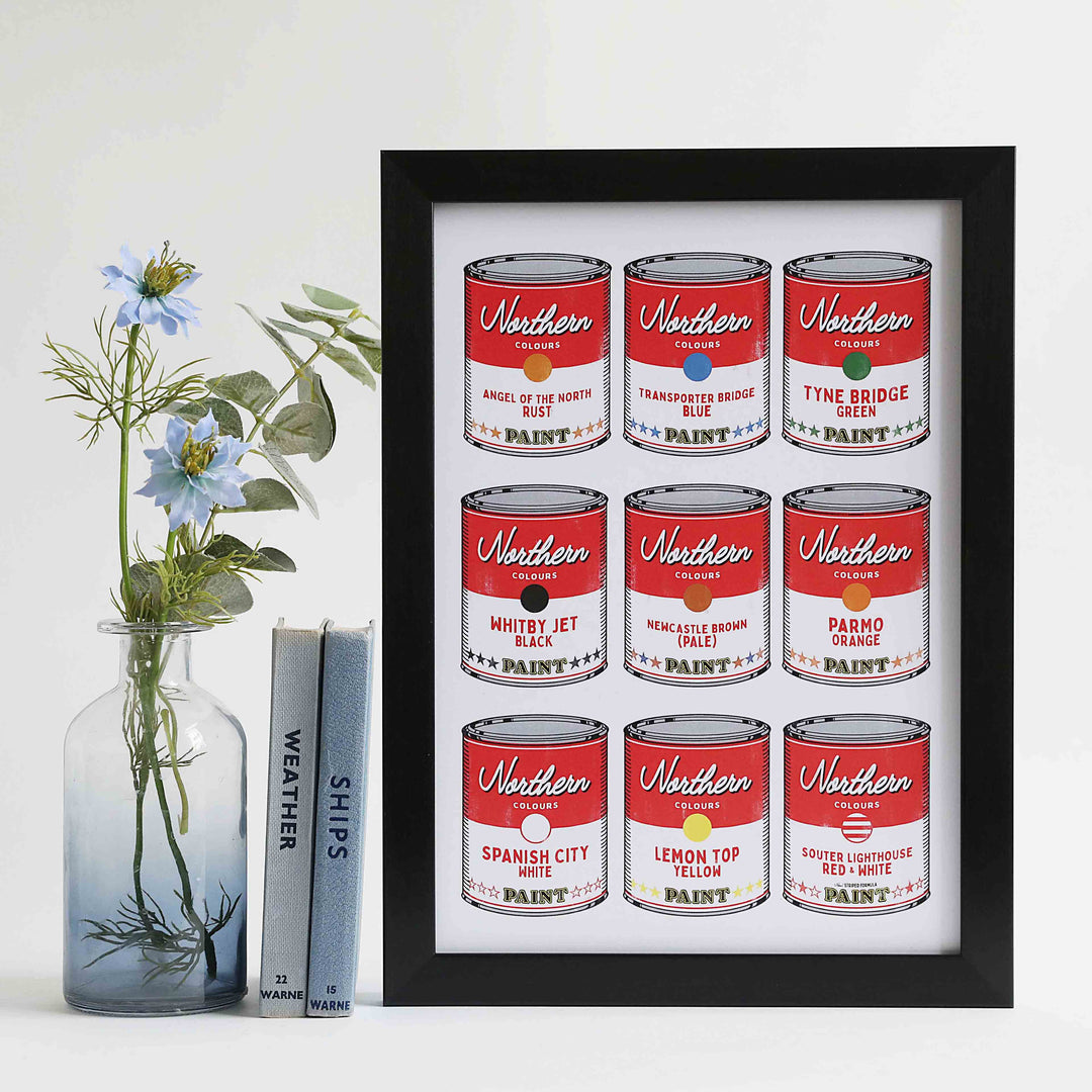 Northern Colours paint tins unframed print