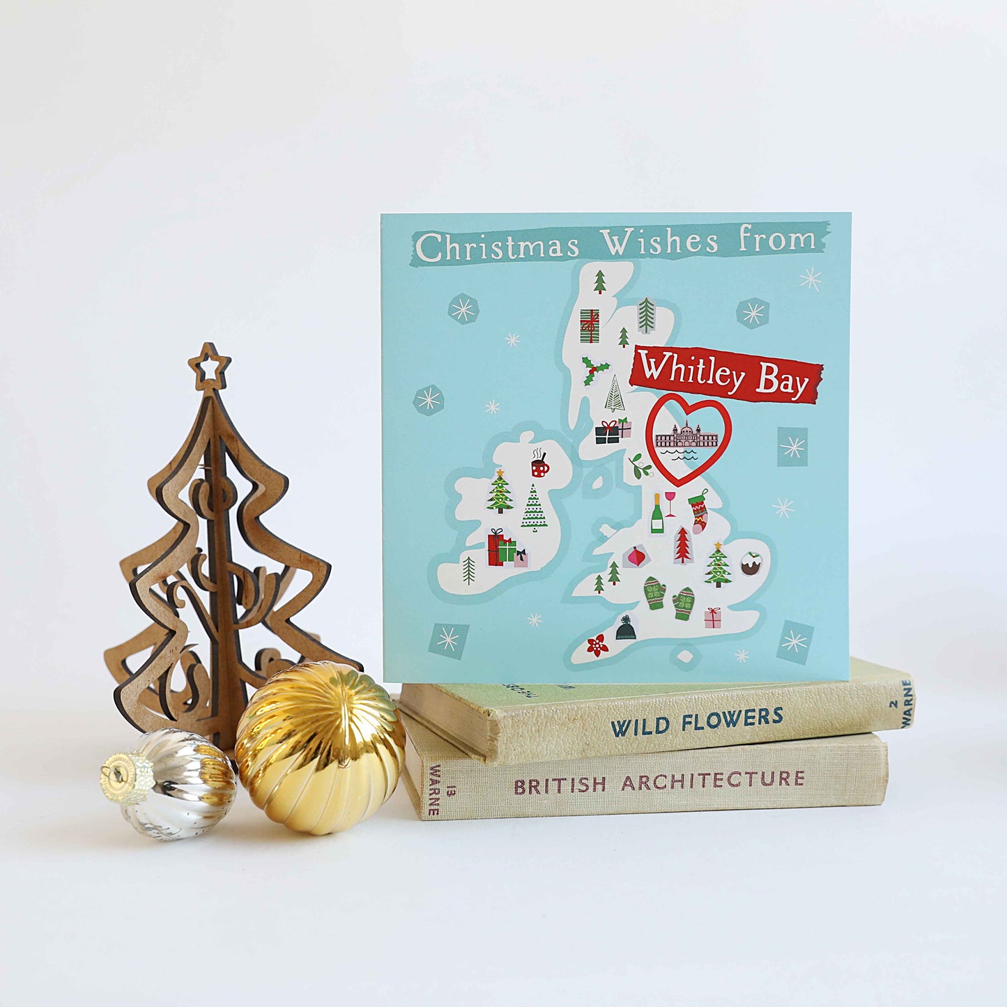 Whitley Bay Map Christmas Card - For The Love Of The North