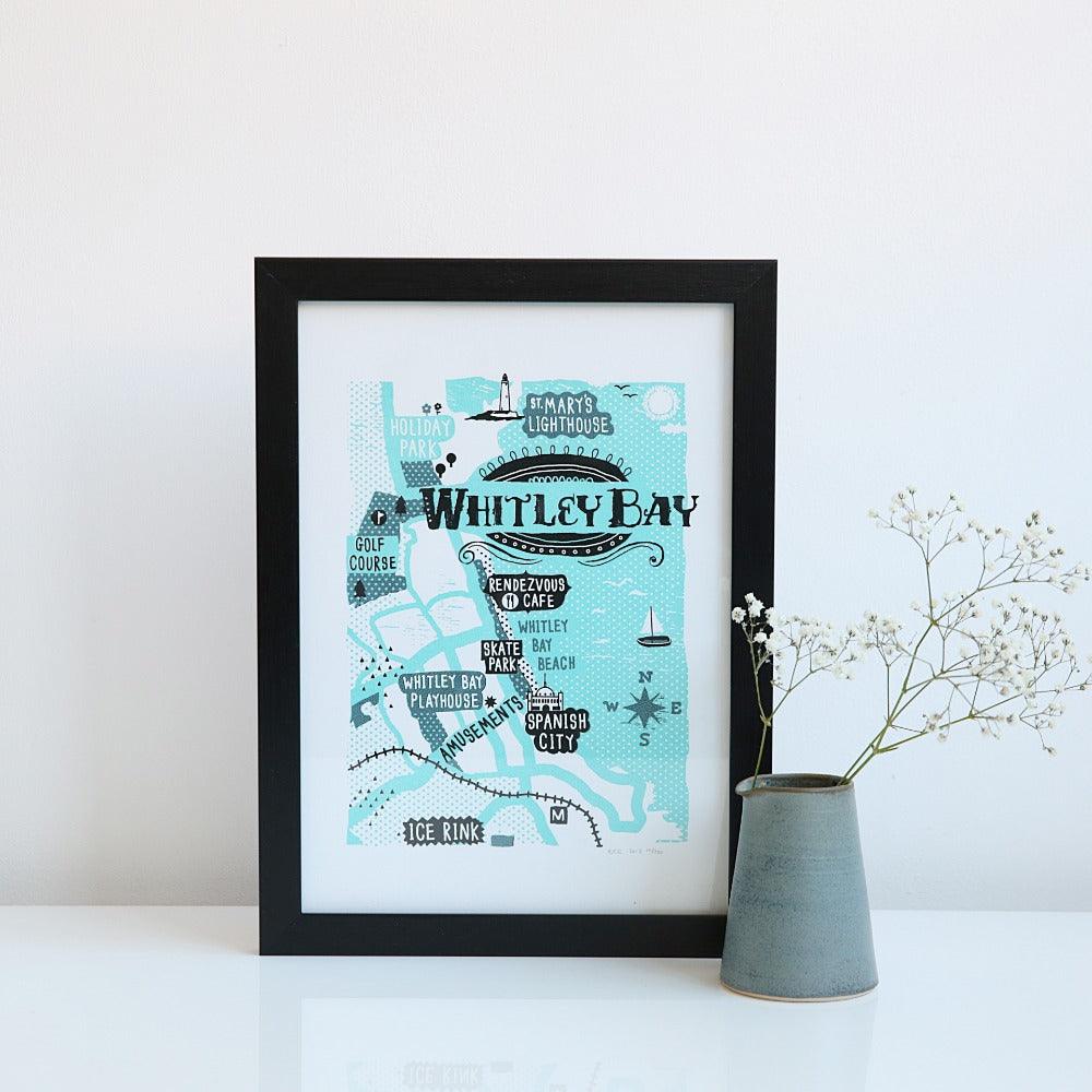 Whitley Bay Map print - For The Love Of The North