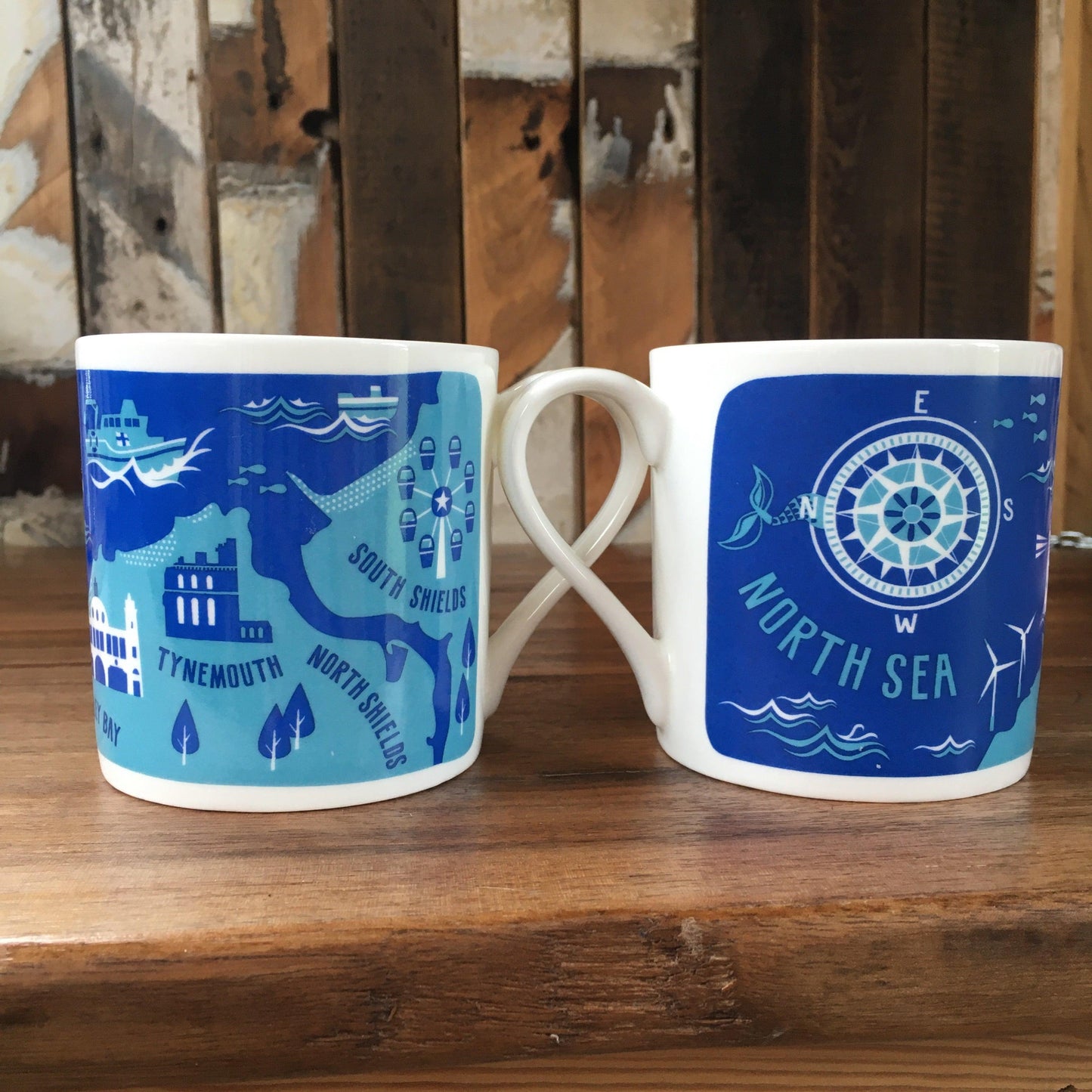 Mouth of the Tyne, South Shields to Whitley Bay via Tynemouth china mug - For The Love Of The North