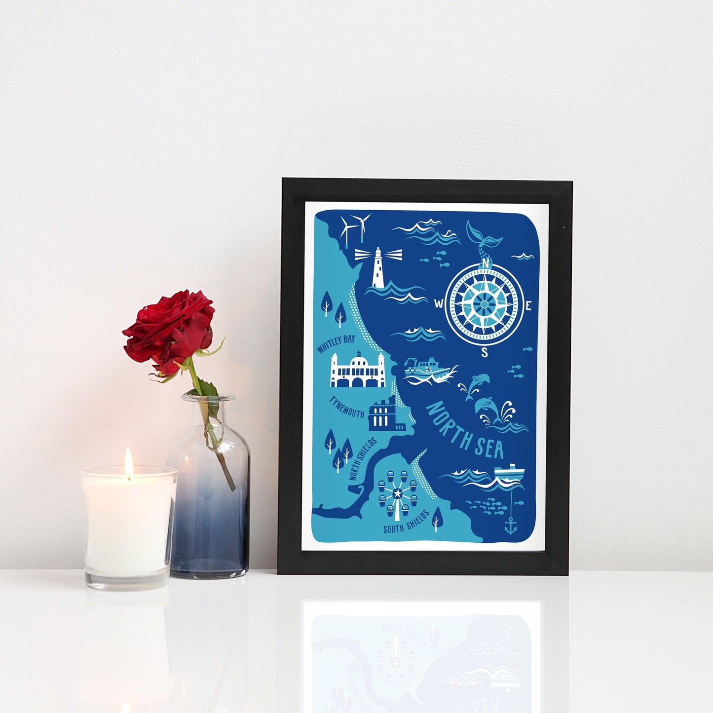 Mouth of the Tyne, South Shields to Whitley Bay print - For The Love Of The North