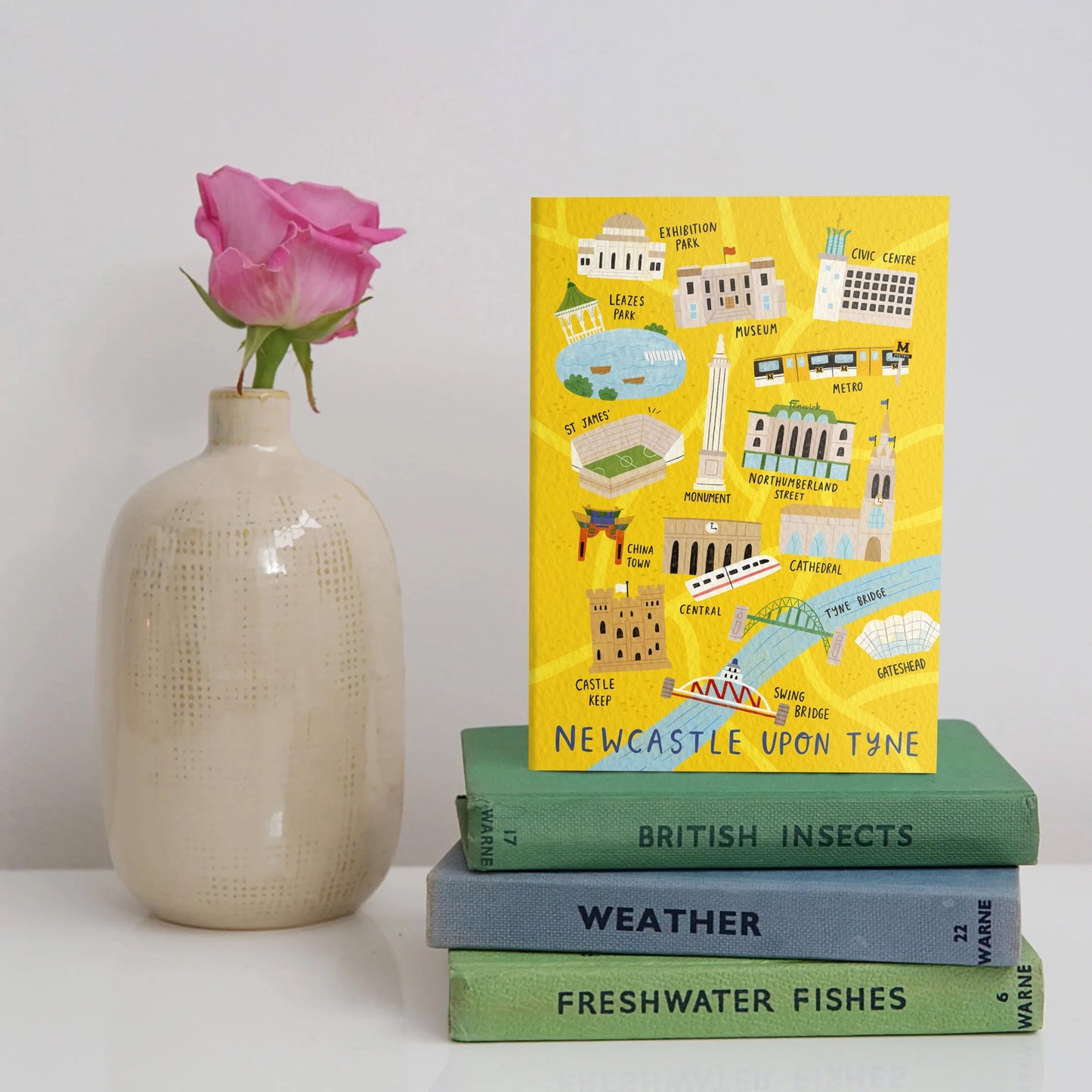 Newcastle City Centre Map postcard - For The Love Of The North