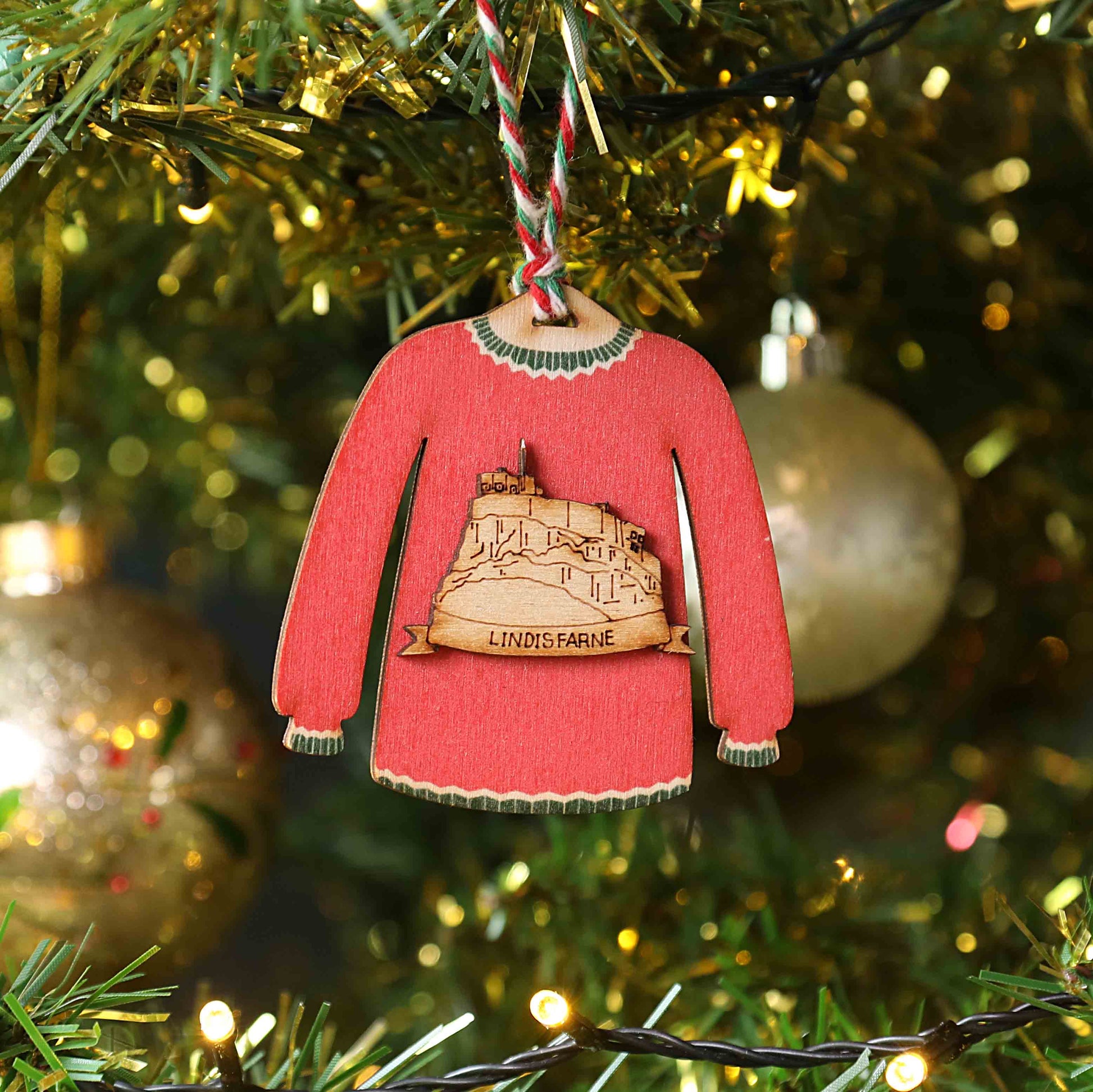 Lindisfarne, Holy Island Christmas Jumper Decoration - For The Love Of The North