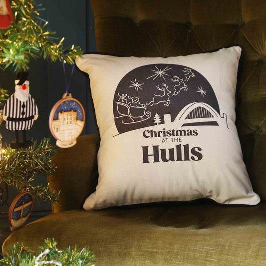 Personalised Tyne Bridge Eco Christmas Cushion - For The Love Of The North