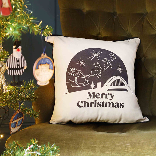 Tyne Bridge at Christmas Eco Cushion - For The Love Of The North
