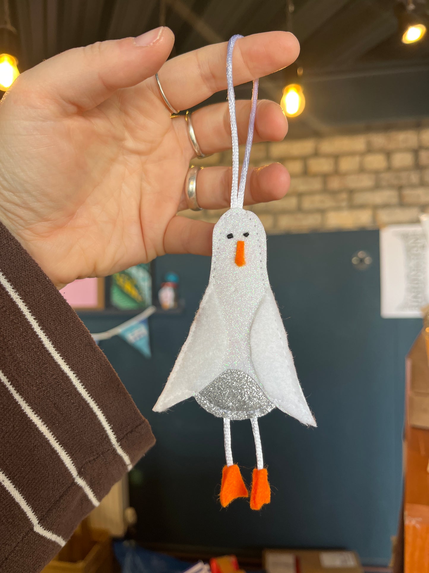 Seagull handmade felt decoration