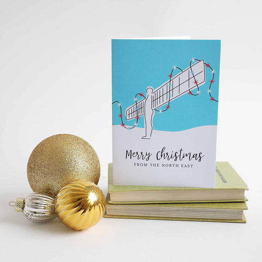 Angel of the North and Christmas Lights card
