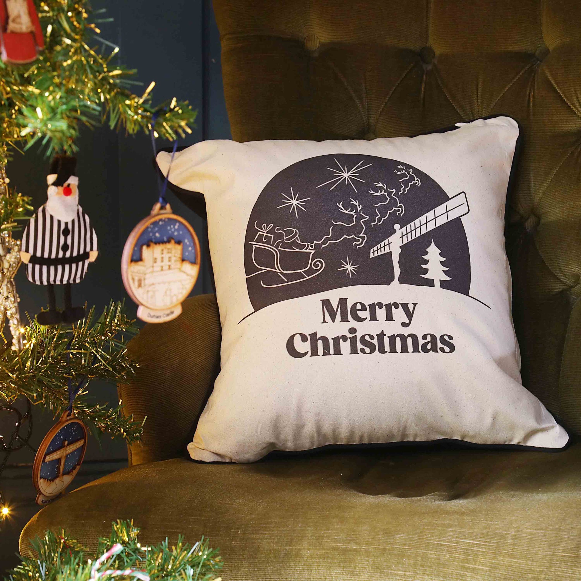Angel of the North at Christmas Eco Cushion - For The Love Of The North