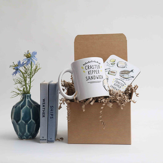 Craster Kipper Mug and Coaster Gift Box - For The Love Of The North