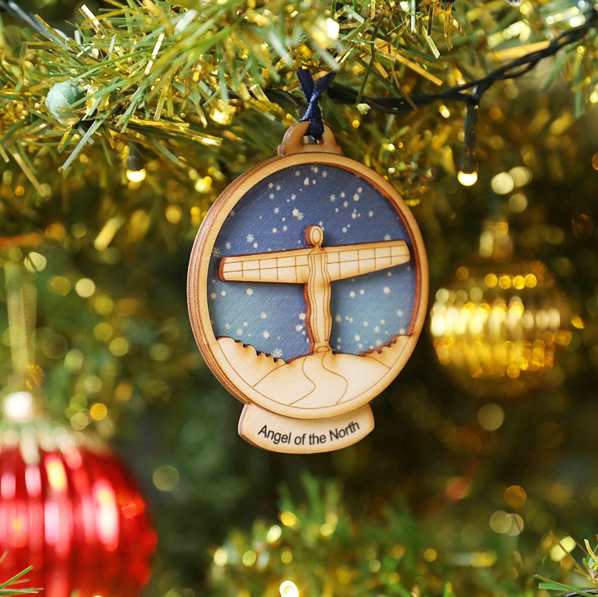 Angel of the North Wooden Snow Globe Decoration - For The Love Of The North