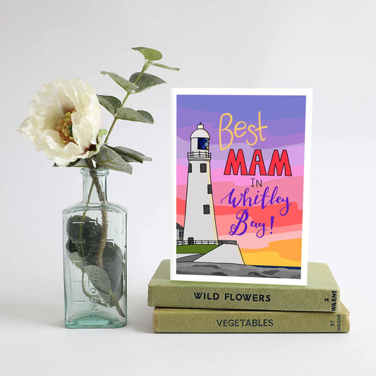 Best Mam in Whitley Bay - St Mary's Lighthouse card - For The Love Of The North