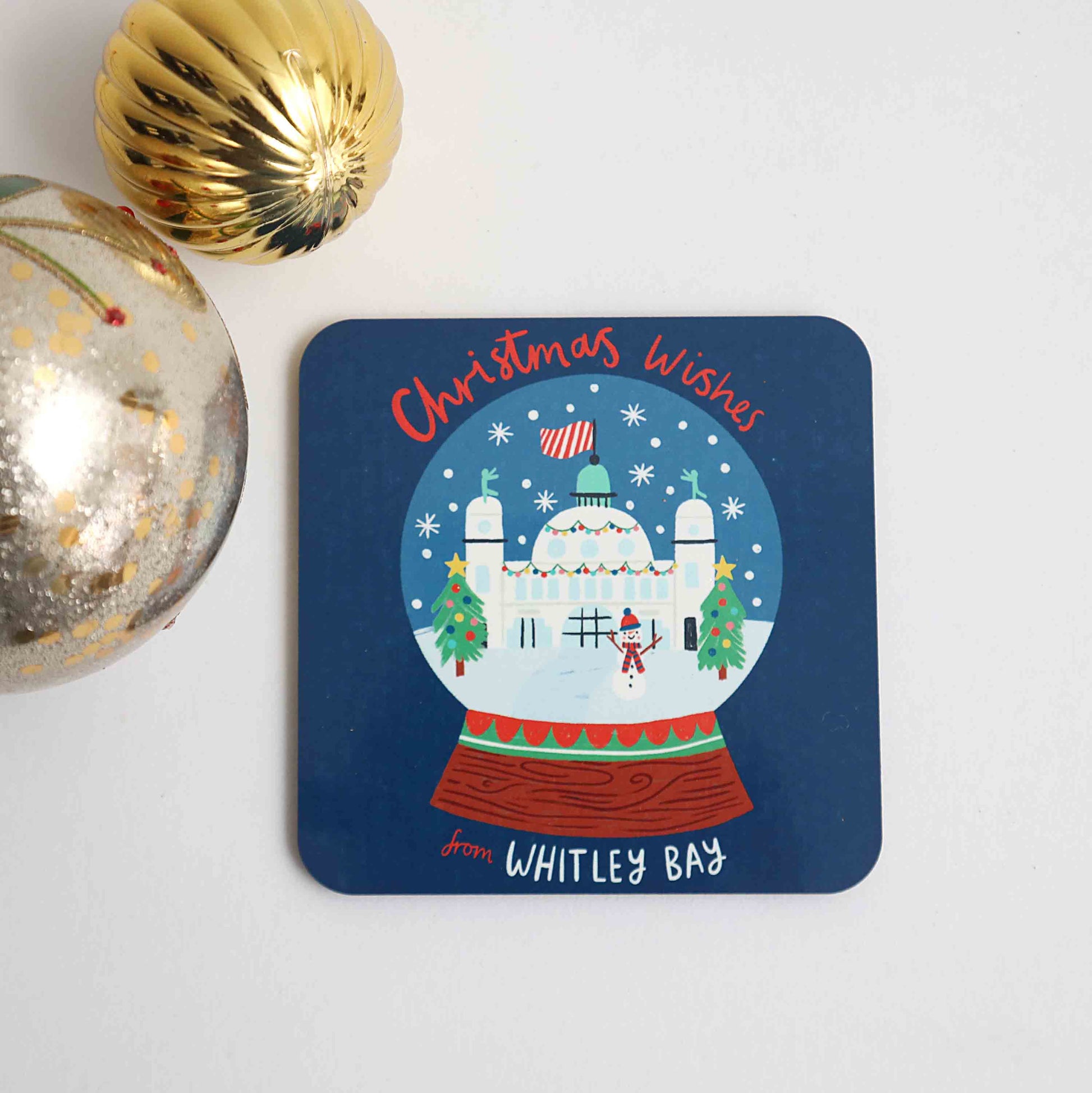 Christmas Wishes from Whitley Bay coaster - For The Love Of The North