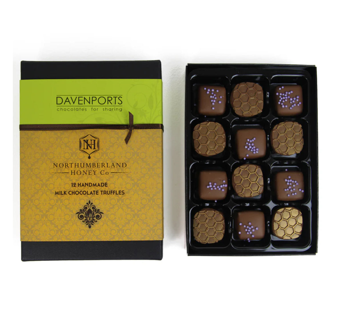 Handmade 12 Milk Chocolate Truffles with Northumberland Honey