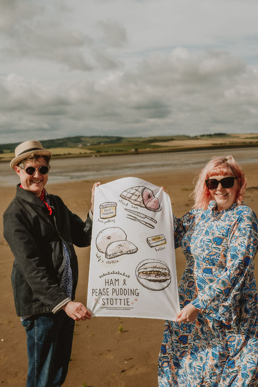 Ham & Pease Pudding Stottie Organic Cotton Tea Towel