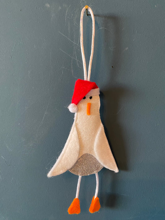 Seagull with Santa Hat decoration