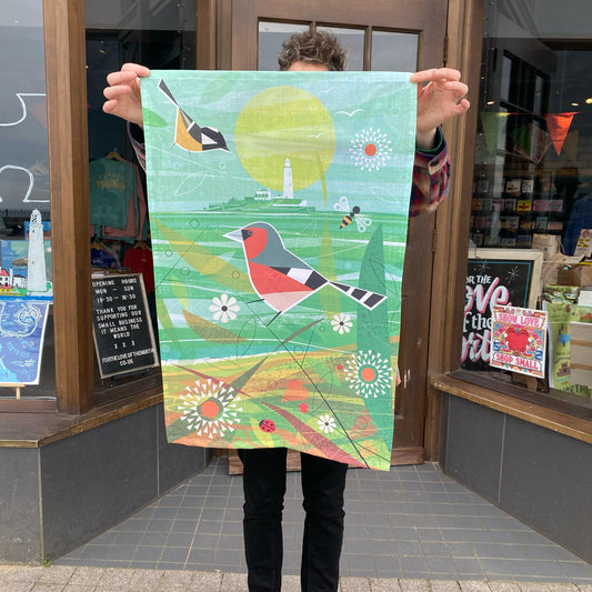Spring at St Mary’s Lighthouse Organic Cotton Tea Towel - For The Love Of The North