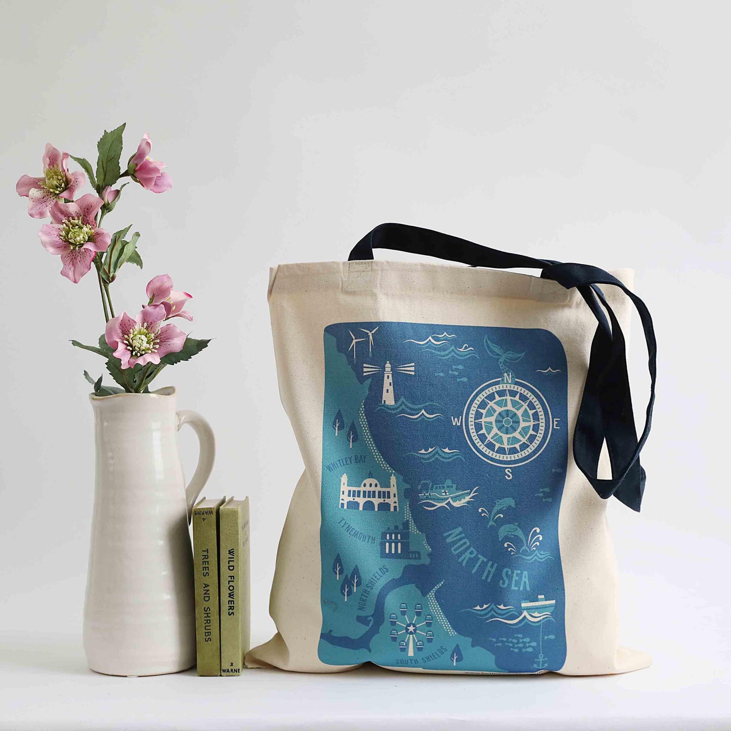 Mouth of Tyne, South Shields to Whitley Bay Organic Cotton Tote Bag - For The Love Of The North