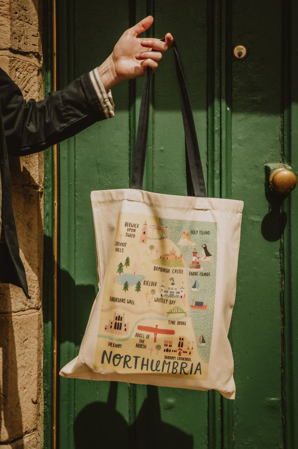 Northumbria Map Tote Bag