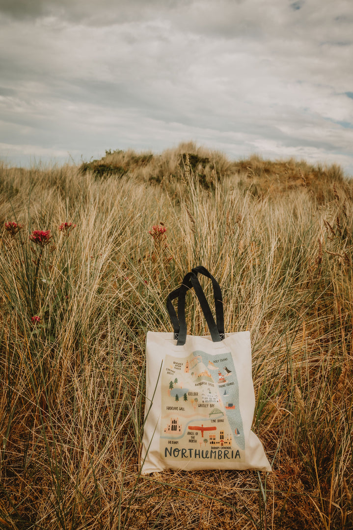 Northumbria Map Eco Tote Bag