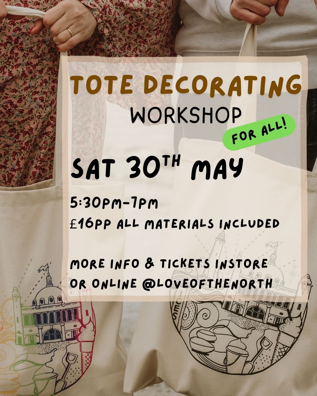Tote Bag Decorating Workshop Ticket - Saturday 30th May 2026