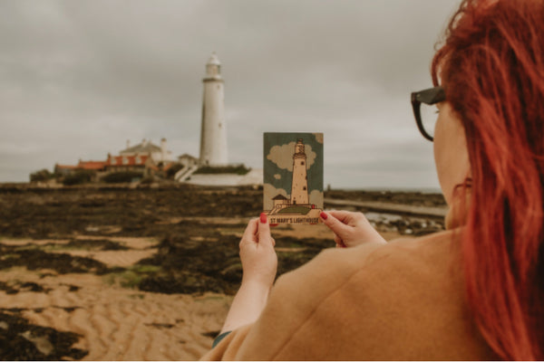 St Mary’s Lighthouse Wooden Postcard