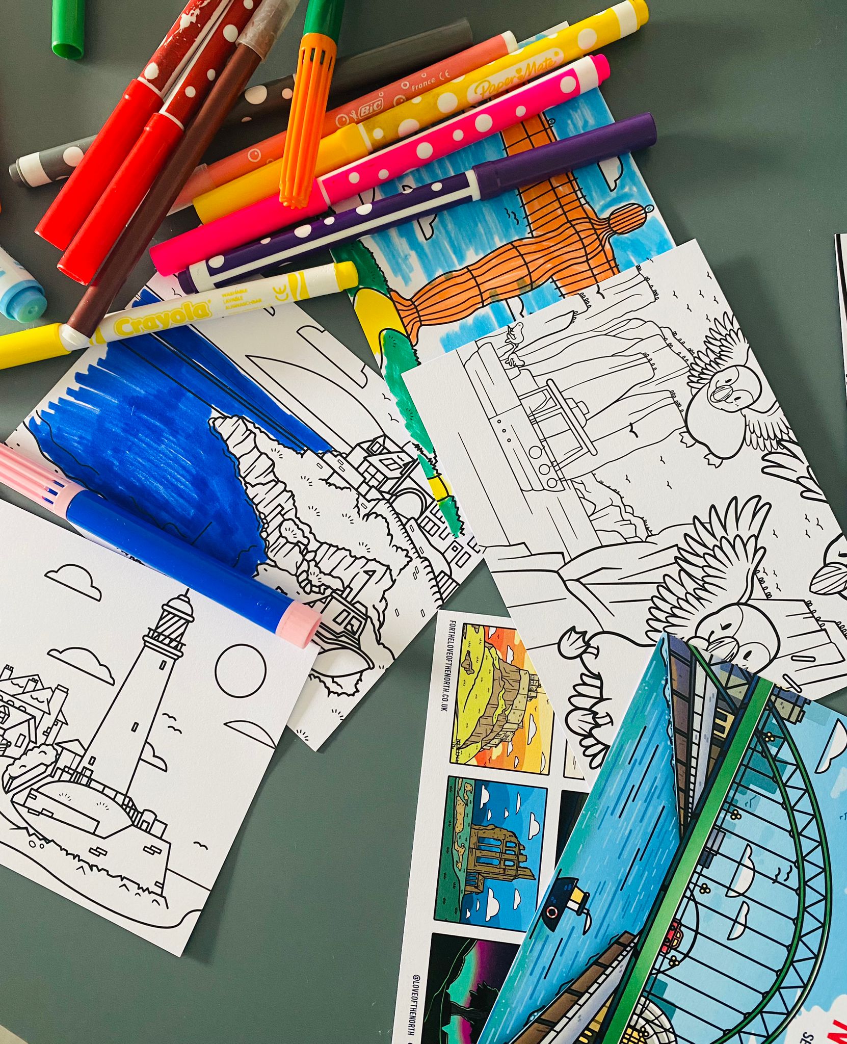 Set of 10 colouring postcards - For The Love Of The North