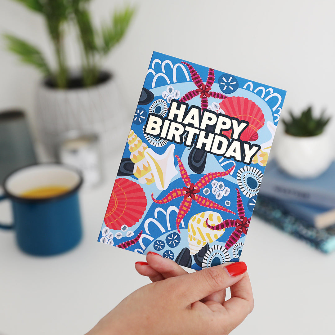 PACK OF 6 - Happy Birthday Seaside cards