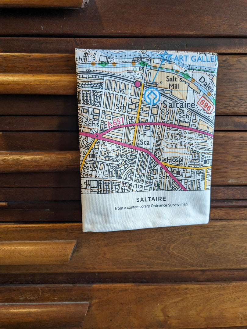 Saltaire Ordnance survey map Tea Towel