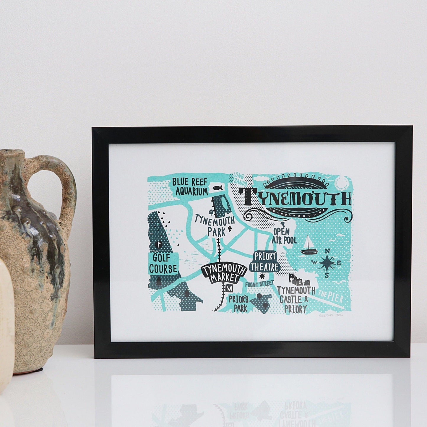 Tynemouth Map A4 unframed print - For The Love Of The North