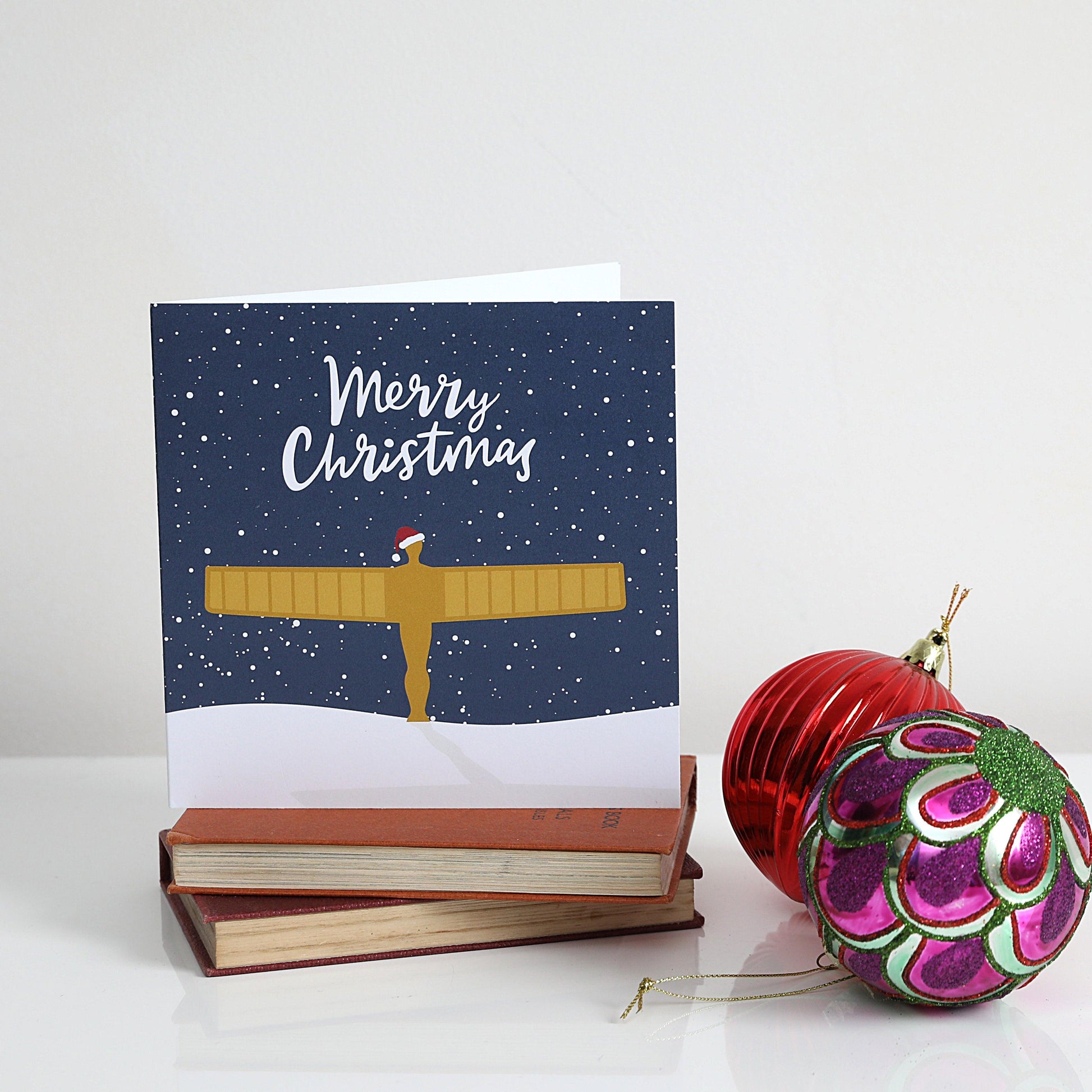 Angel of the North with Santa Hat Christmas card - For The Love Of The North