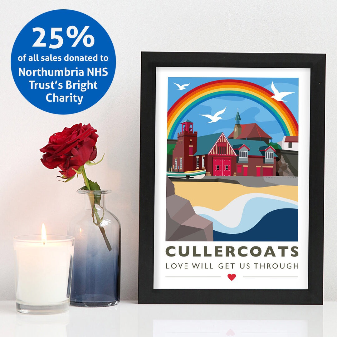 Cullercoats ‘Love will get us through’ A4 & A3 unframed print