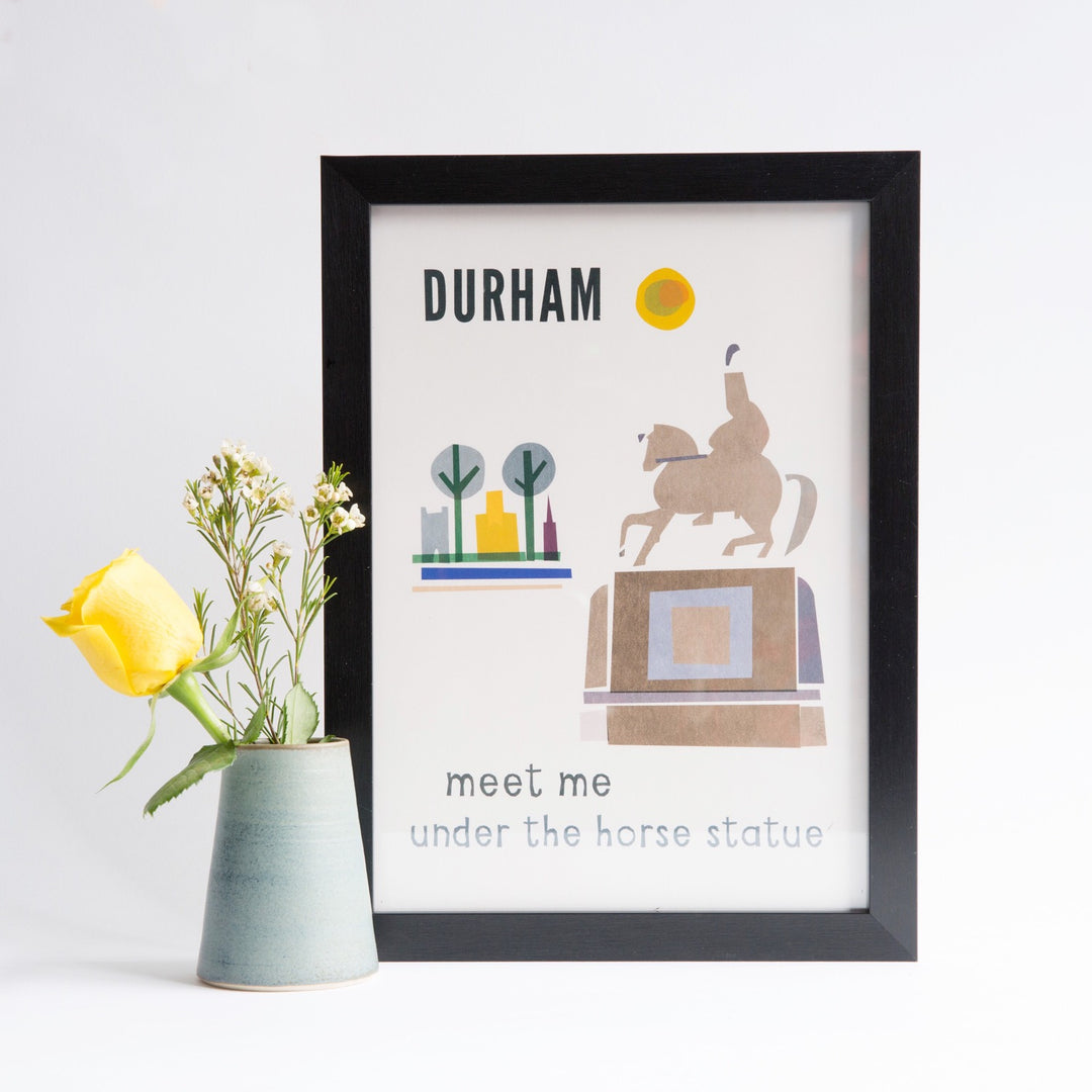 Durham - Meet Me Under The Horse Statue A4 unframed print