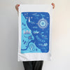 Mouth of the Tyne, South Shields to Whitley Bay Organic Cotton Tea Towel