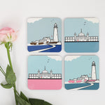 Load image into Gallery viewer, Coastal Coasters - St Mary&#39;s Lighthouse and Spanish City, Whitley Bay