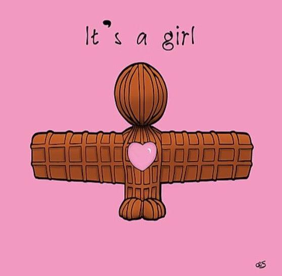 It’s a Girl - Pink Wor Angel card - For The Love Of The North