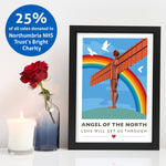 Load image into Gallery viewer, Angel of the North &#39;Love will get us through&#39; A4 unframed print.