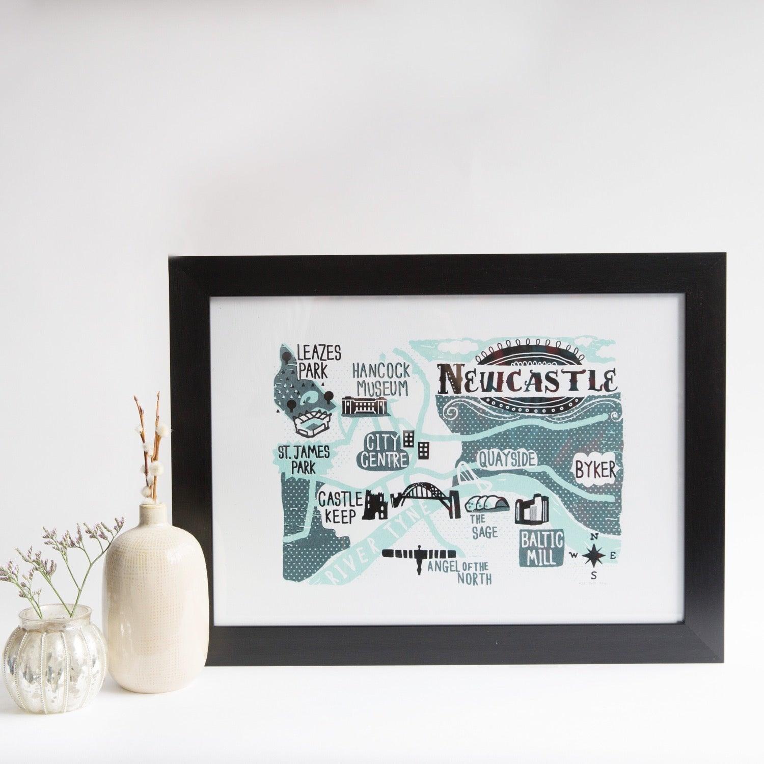 Newcastle Map Print - For The Love Of The North