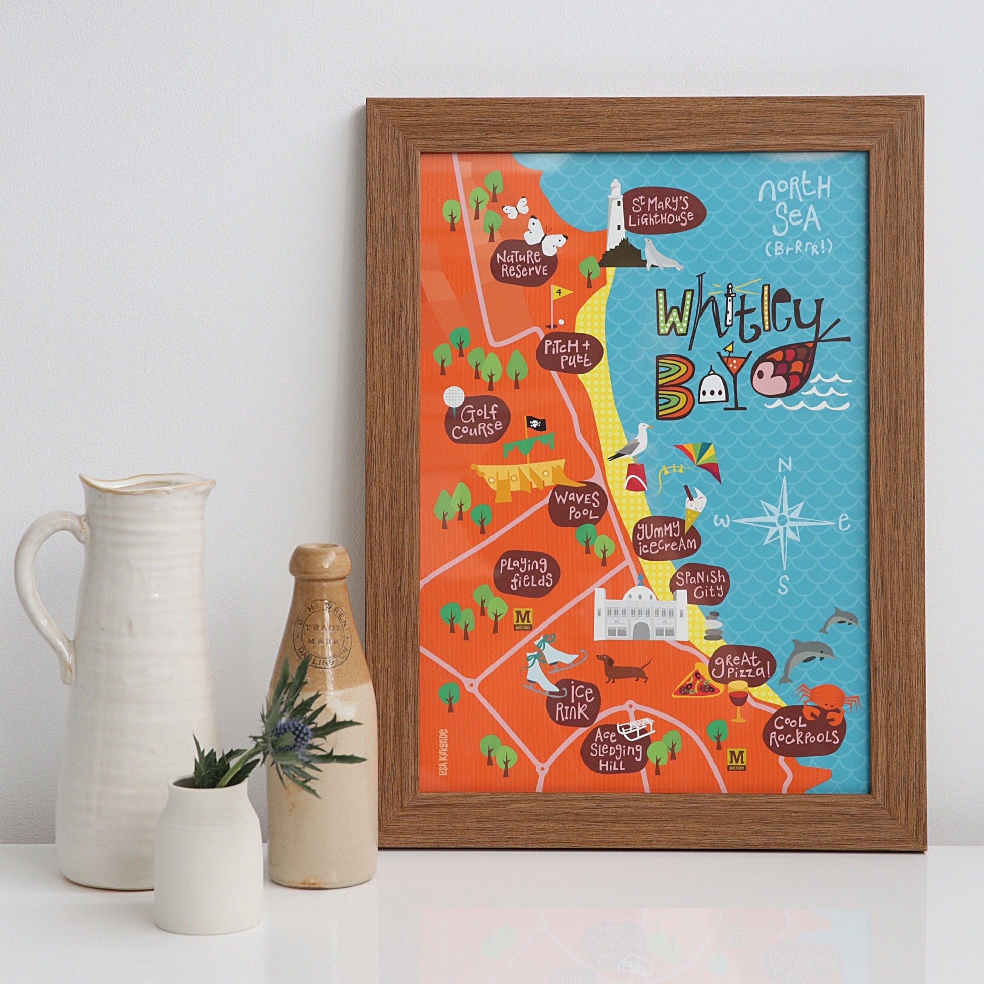 Whitley Bay Map Print - For The Love Of The North