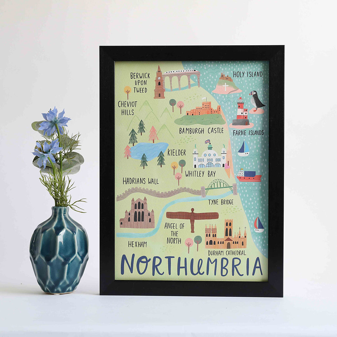 Northumbria Map A4 & A3 print