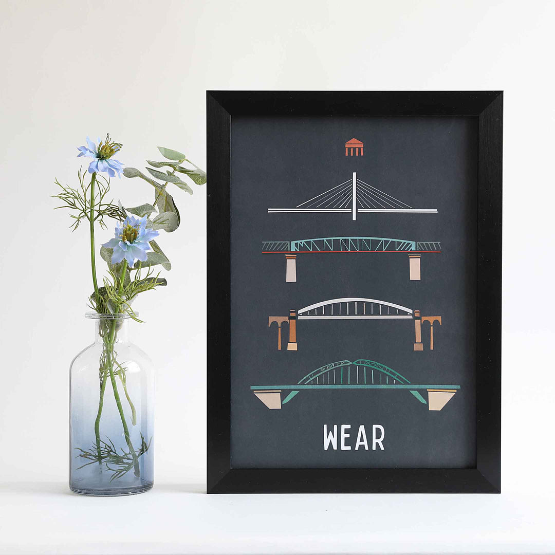 Bridges over the Wear, Sunderland unframed print
