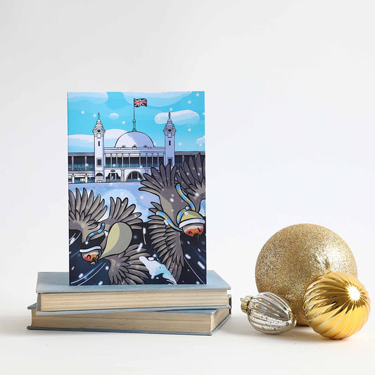 Snowy Skies over Spanish City Christmas Card - For The Love Of The North