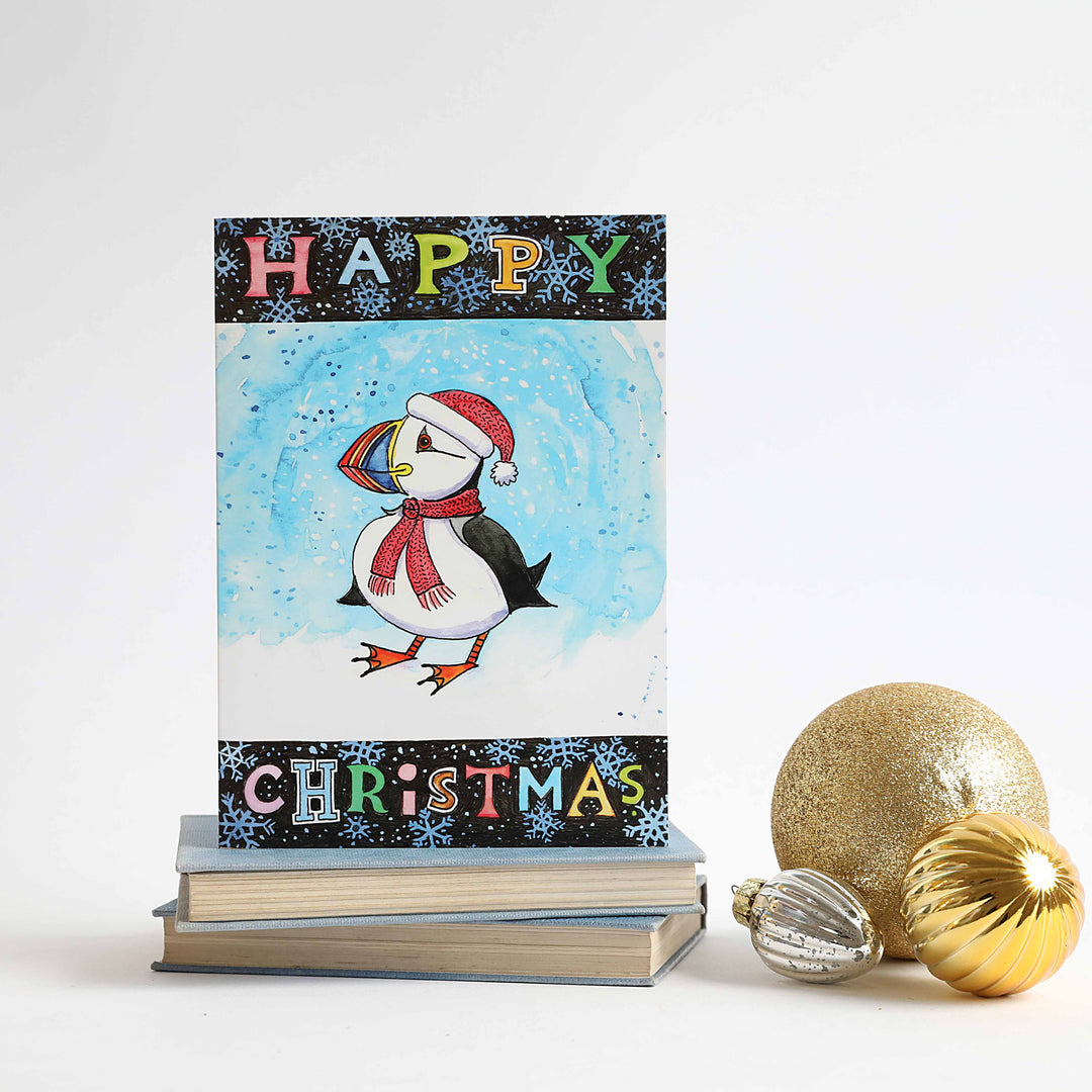 Happy Christmas Puffin card
